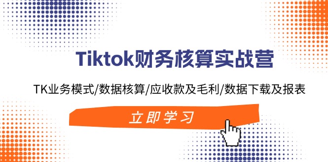 Tiktok财务核算实战营：TK业务模式/数据核算/应收款及毛利/数据下载及报表-87创业网