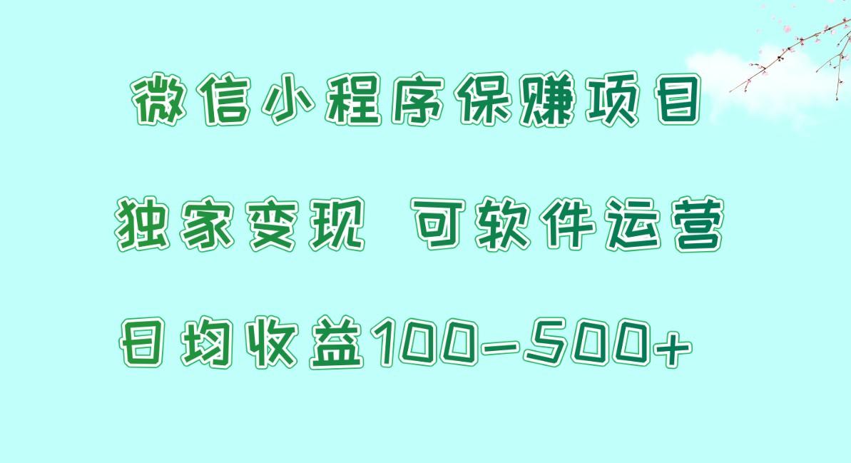 微信小程序保赚项目，日均收益100~500+，独家变现，可软件运营-87创业网