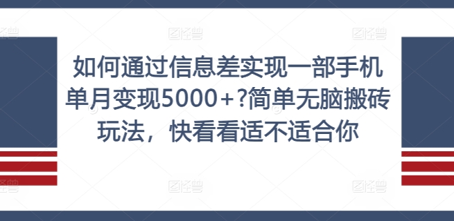 如何通过信息差实现一部手机单月变现5000+?简单无脑搬砖玩法，快看看适不适合你【揭秘】-87创业网