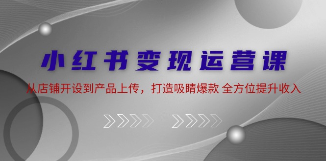 小红书变现运营课：从店铺开设到产品上传，打造吸睛爆款 全方位提升收入-87创业网