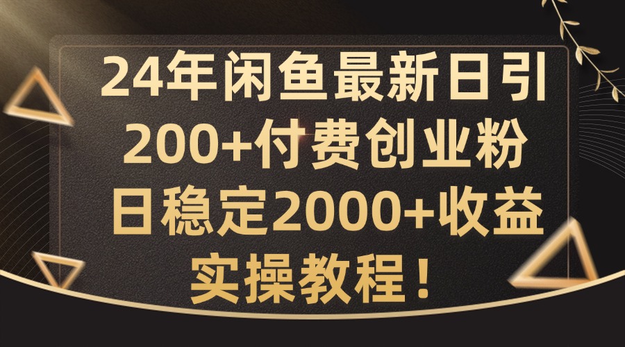 24年闲鱼最新日引200+付费创业粉日稳2000+收益，实操教程【揭秘】-87创业网