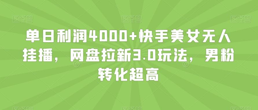 单日利润4000+快手美女无人挂播，网盘拉新3.0玩法，男粉转化超高【揭秘】-87创业网