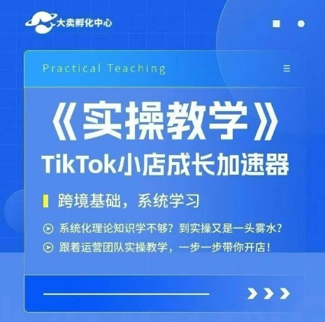 大卖家孵化中心TikTok实操课，TikTok小店成长加速器，跨境基础系统学习，一步一步带你开店-87创业网