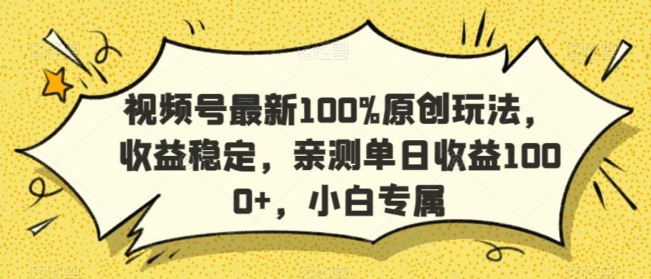 视频号最新100%原创玩法，收益稳定，亲测单日收益1000+，小白专属【揭秘】-87创业网