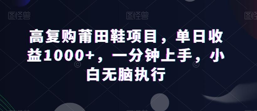 高复购莆田鞋项目，单日收益1000+，一分钟上手，小白无脑执行-87创业网