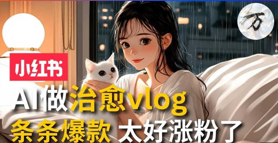 AI治愈系vlog动画视频，小红书1个月轻松涨粉破万，商单报价1500+日入2000+-87创业网