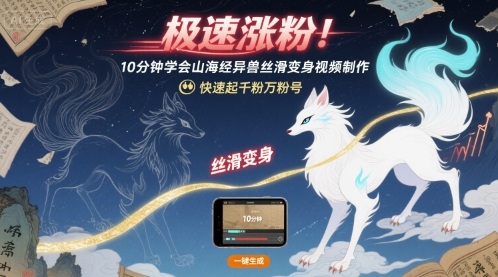 极速涨粉！10分钟学会山海经异兽丝滑变身视频制作，快速起千粉万粉号-87创业网