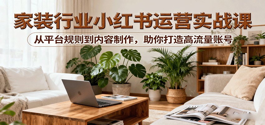 小红书家装行业运营实战课：从平台规则到内容制作，助你打造高流量账号-87创业网