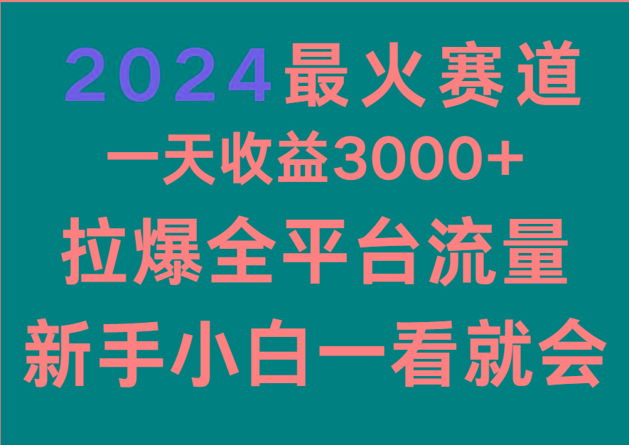 2024最火赛道，一天收一3000+.拉爆全平台流量，新手小白一看就会-87创业网