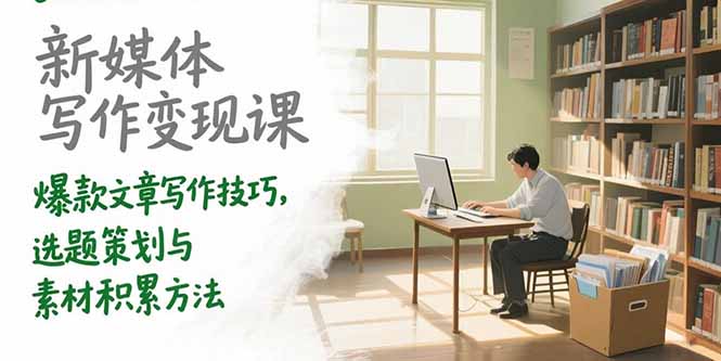 新媒体写作变现课，爆款文章写作技巧，选题策划与素材积累方法-87创业网