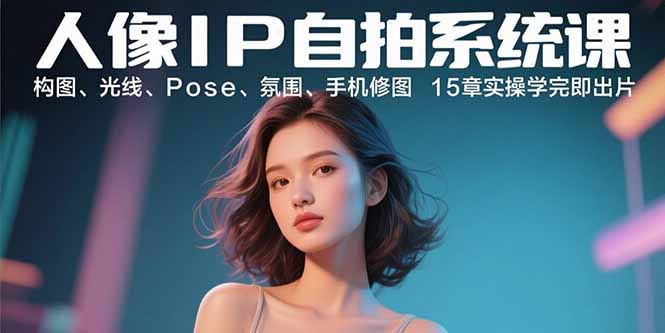 人像IP自拍系统课：构图、光线、Pose、氛围、手机修图 15章实操学完即出片-87创业网