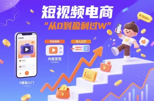 短视频电商：短视频变现从0到盈利过W-87创业网