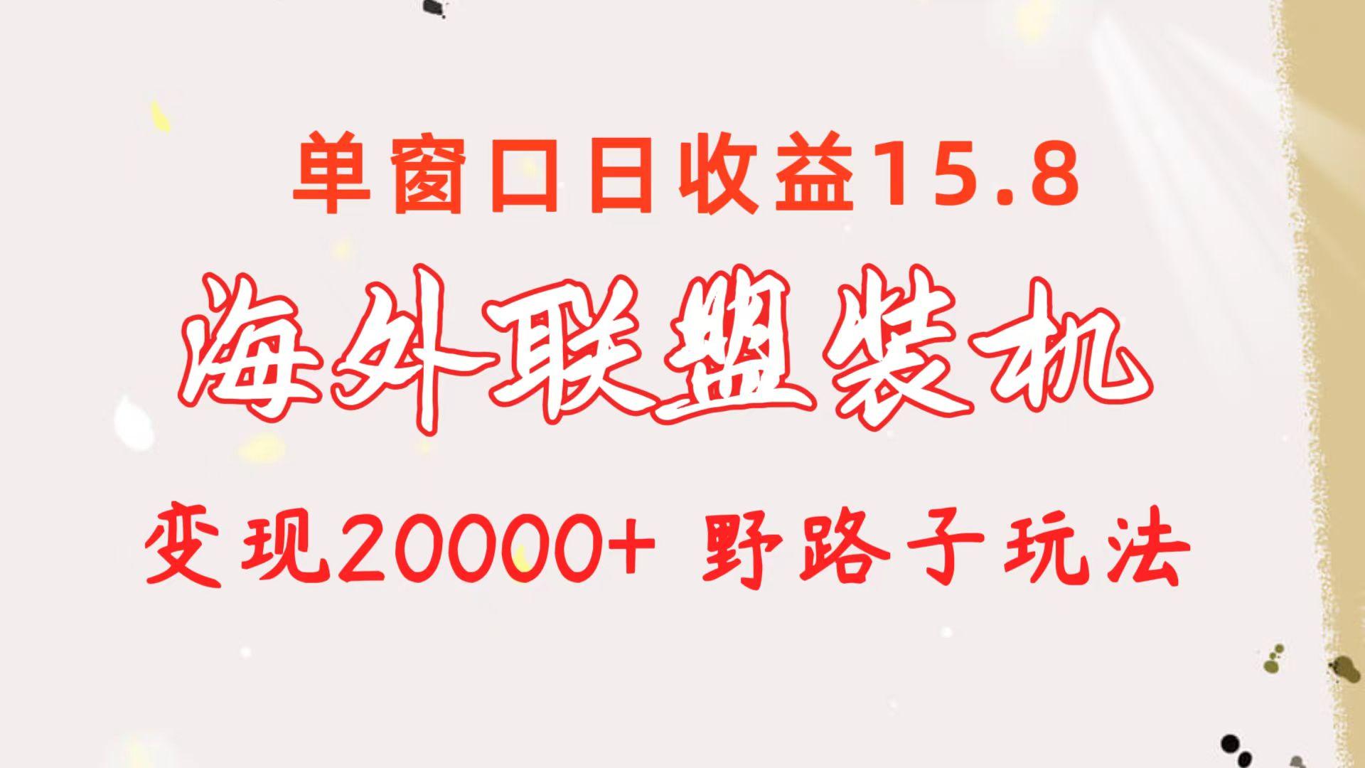 海外联盟装机 单窗口日收益15.8  变现20000+ 野路子玩法-87创业网