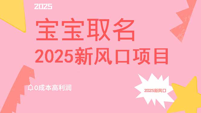 2025新风口项目宝宝取名，0成本高利润，附保姆级教程，月入过万不是梦-87创业网