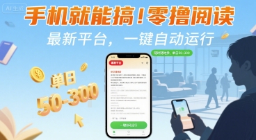 手机就能搞！零撸阅读挂G，最新平台，一键自动运行，随时随地挣，单日50-3张+【揭秘】-87创业网