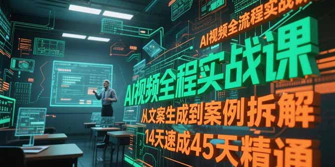 AI视频全流程实战课，从文案生成到案例拆解，14天速成45天精通-87创业网
