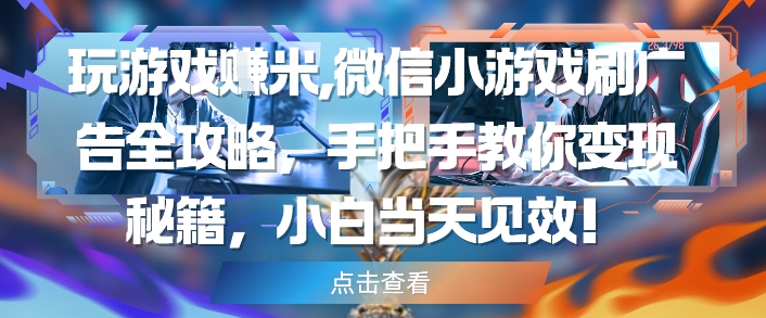 玩游戏挣米，微信小游戏刷广告全攻略，手把手教你变现秘籍，小白当天见效-87创业网