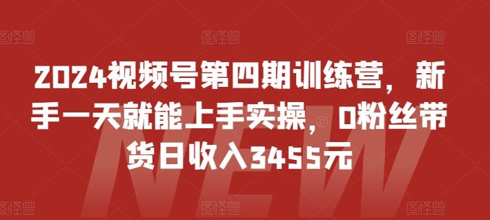 2024视频号第四期训练营，新手一天就能上手实操，0粉丝带货日收入3455元-87创业网