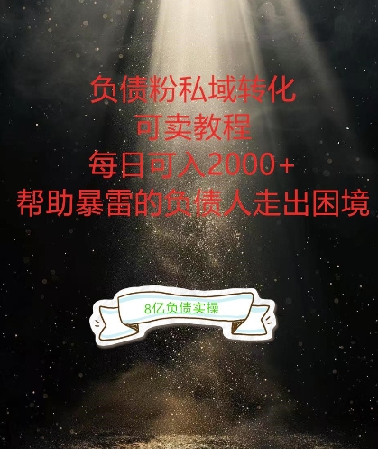 负债粉掘金计划，帮助负债者解决问题，债务规划，债务重组，最好的变现方式【揭秘】-87创业网