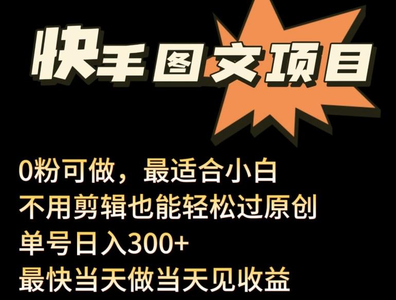 24年最新快手图文带货项目，零粉可做，不用剪辑轻松过原创单号轻松日入300+【揭秘】-87创业网