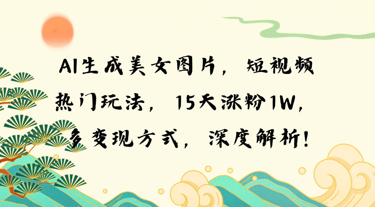 AI生成美女图片，短视频热门玩法，15天涨粉1W，多变现方式，深度解析!-87创业网