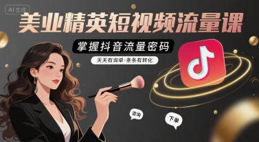 美业精英短视频流量课，掌握抖音流量密码，天天有询单，条条有转化-87创业网