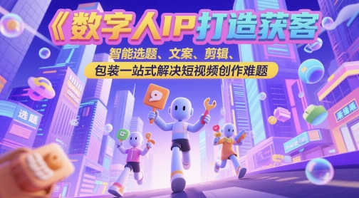 数字人IP打造获客变现实操课，智能选题、文案、剪辑、包装一站式解决短视频创作难题-87创业网