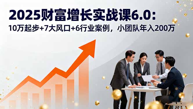 2025财富增长实战课6.0：10万起步+7大风口+6行业案例，小团队年入200万-87创业网