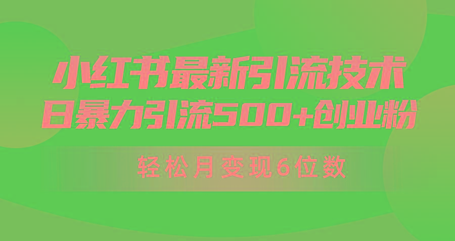 (9871期)日引500+月变现六位数24年最新小红书暴力引流兼职粉教程-87创业网