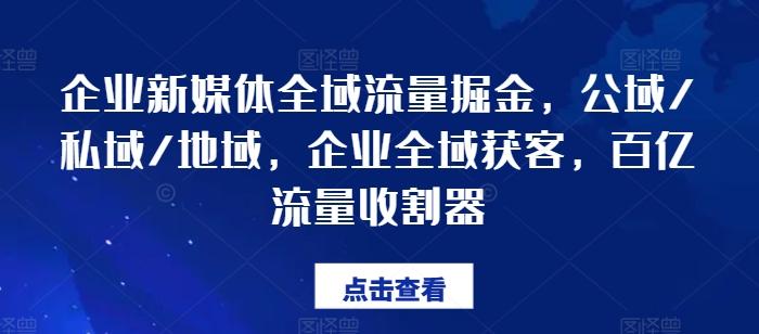 企业新媒体全域流量掘金，公域/私域/地域，企业全域获客，百亿流量收割器-87创业网