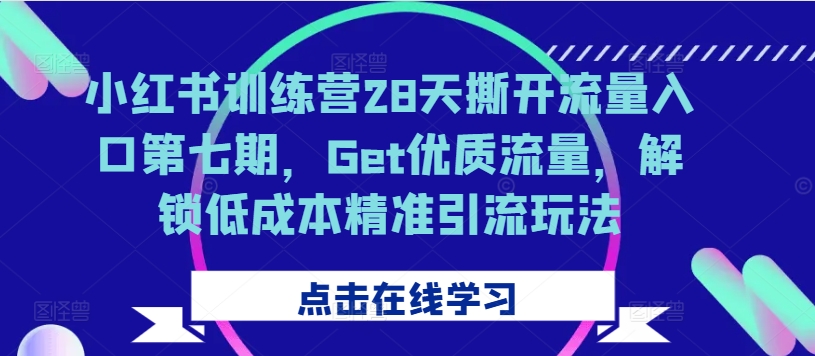 小红书训练营28天撕开流量入口第七期，Get优质流量，解锁低成本精准引流玩法-87创业网