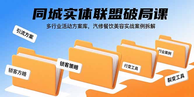 同城实体联盟破局课，多行业活动方案库，汽修餐饮美容实战案例拆解-87创业网