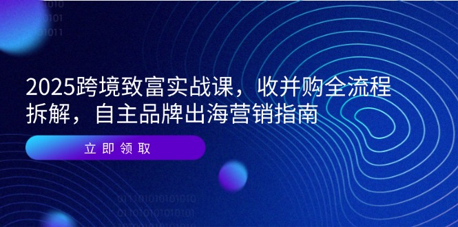 2025跨境致富实战课，收并购全流程拆解，自主品牌出海营销指南-87创业网