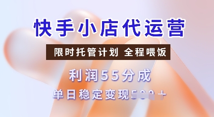 快手小店代运营，限时托管计划，收益55分，单日稳定变现多张【揭秘】-87创业网