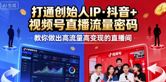 25年直播9-10两期线下课，打通创始人IP，抖音+视频号直播流量密码，教你做出高流量高变现的直播间-87创业网