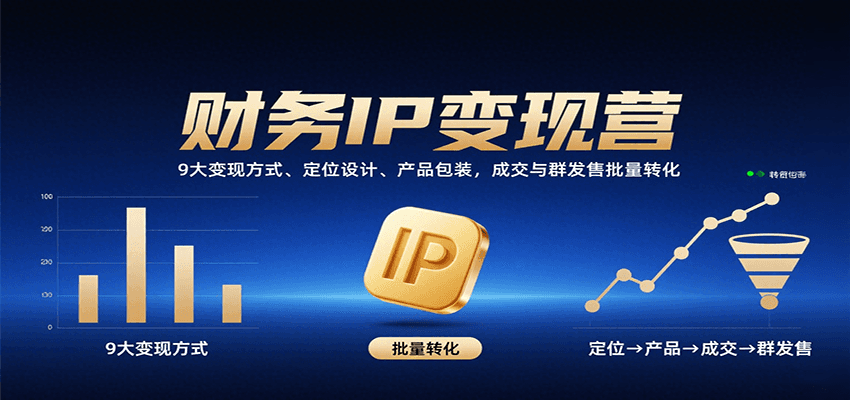 财务IP变现营：9大变现方式、定位设计、产品包装，成交与群发售批量转化-87创业网
