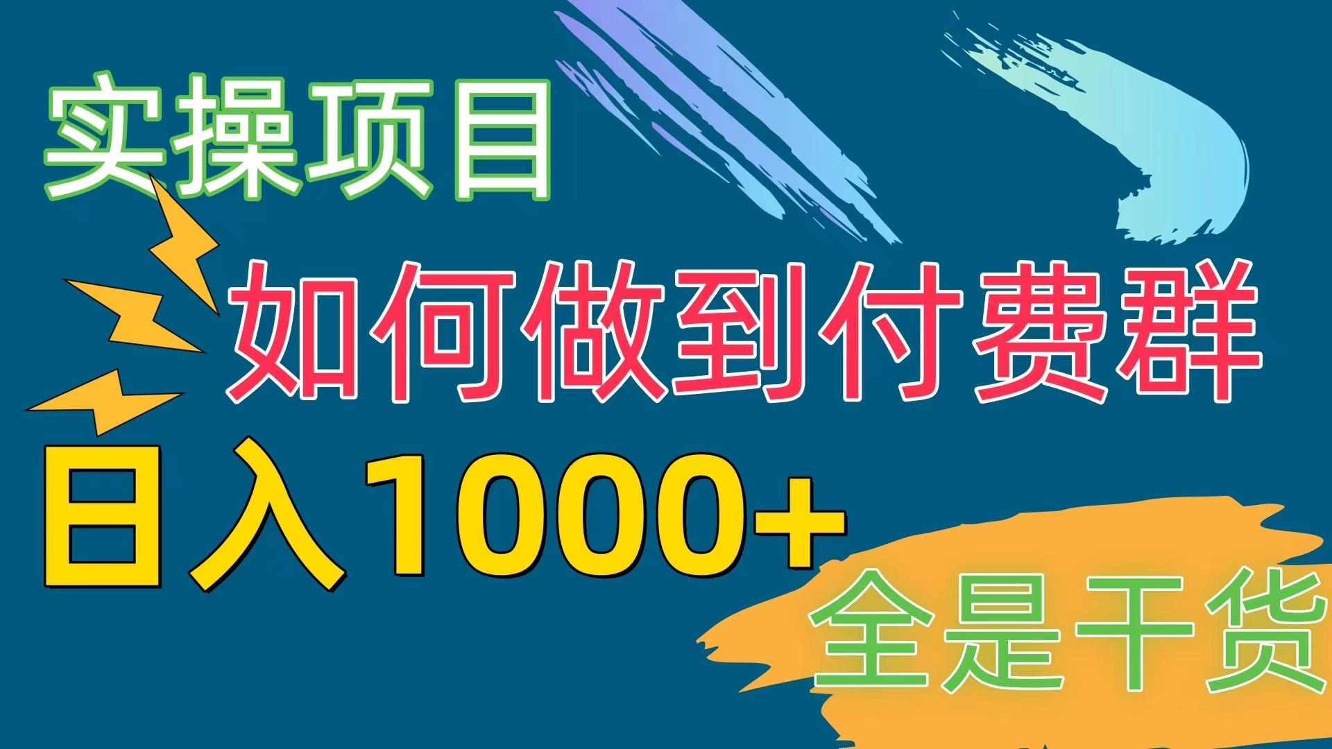 [实操项目]付费群赛道，日入1000+-87创业网