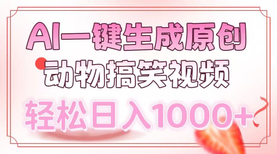 AI一键生成原创动物搞笑视频，轻松日入1000+-87创业网