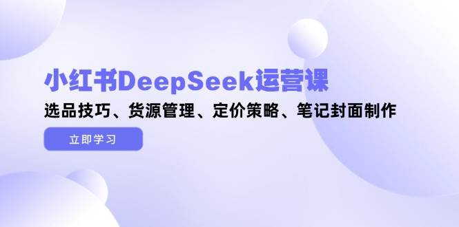 小红书DeepSeek运营课，选品技巧、货源管理、定价策略、笔记封面制作-87创业网