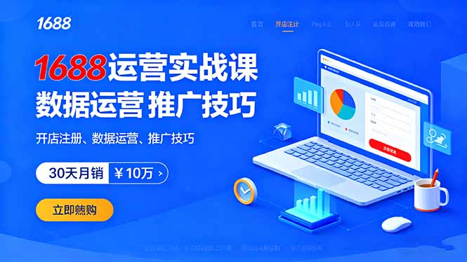 1688运营实战课：开店注册、数据运营、推广技巧，30天月销破10万+-87创业网