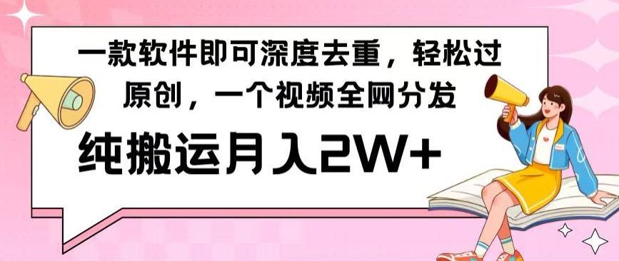 一款软件深度去重，轻松过原创，一个视频全网分发，纯搬运月入2W+-87创业网