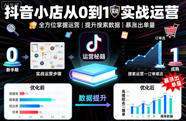 抖音小店从0到1实战运营，帮你全方位掌握小店运营，提升搜索数据与出单量-87创业网