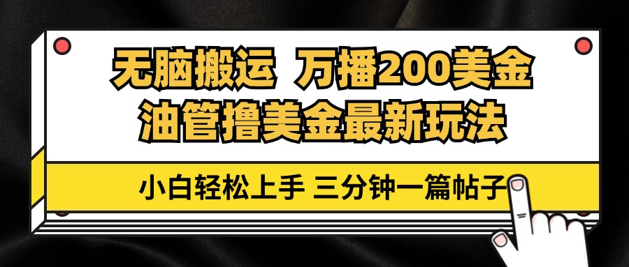 油管无脑搬运撸美金玩法教学，万播200刀，三分钟一篇帖子，小白轻松上手-87创业网