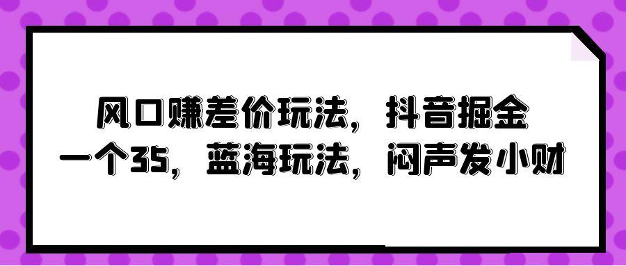 (10022期)风口赚差价玩法，抖音掘金，一个35，蓝海玩法，闷声发小财-87创业网