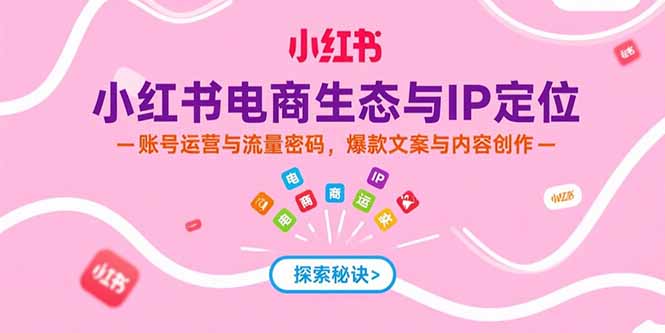小红书电商生态与IP定位，账号运营与流量密码，爆款文案与内容创作-87创业网