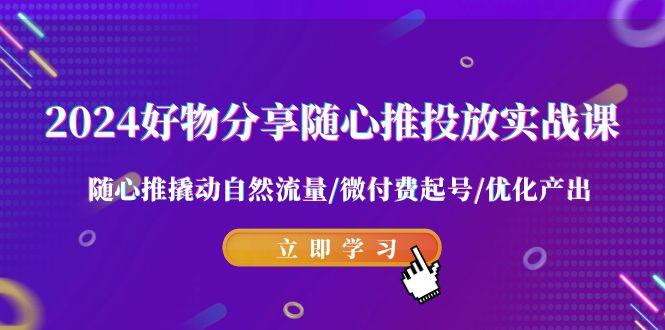 2024好物分享-随心推投放实战课 随心推撬动自然流量/微付费起号/优化产出-87创业网