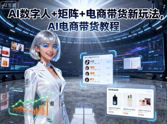 AI数字人+矩阵+电商带货新玩法，AI电商带货教程-87创业网
