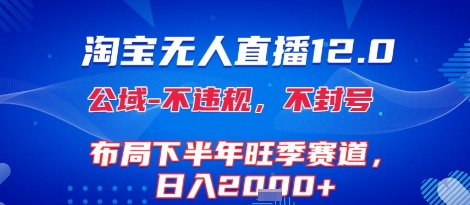 淘宝无人直播12.0，不封号，不违规，布局下半年旺季赛道，日入1k+(独家技术)【揭秘】-87创业网