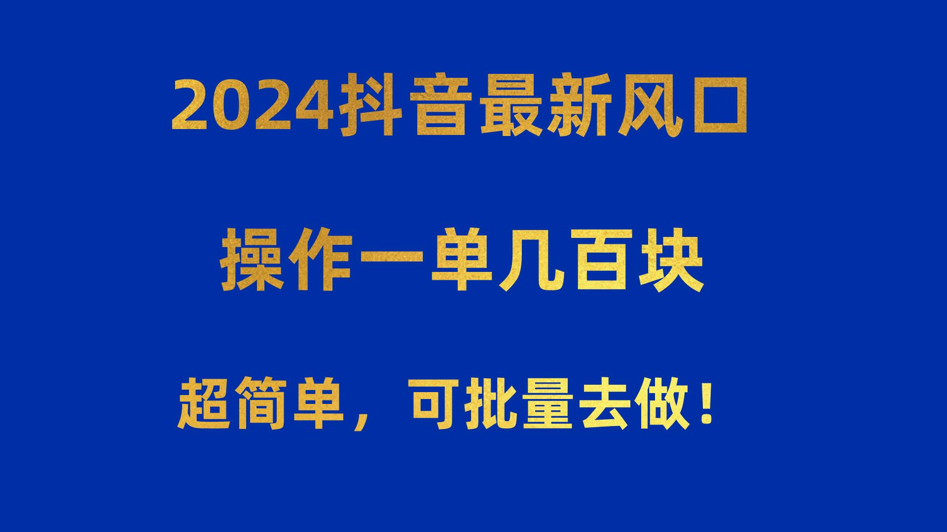 2024抖音最新风口！操作一单几百块！超简单，可批量去做！！！-87创业网