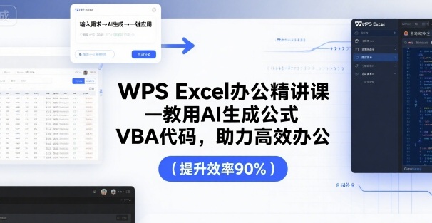 WPS Excel办公精讲课，教用 AI 生成公式，VBA 代码，助力高效办公-87创业网